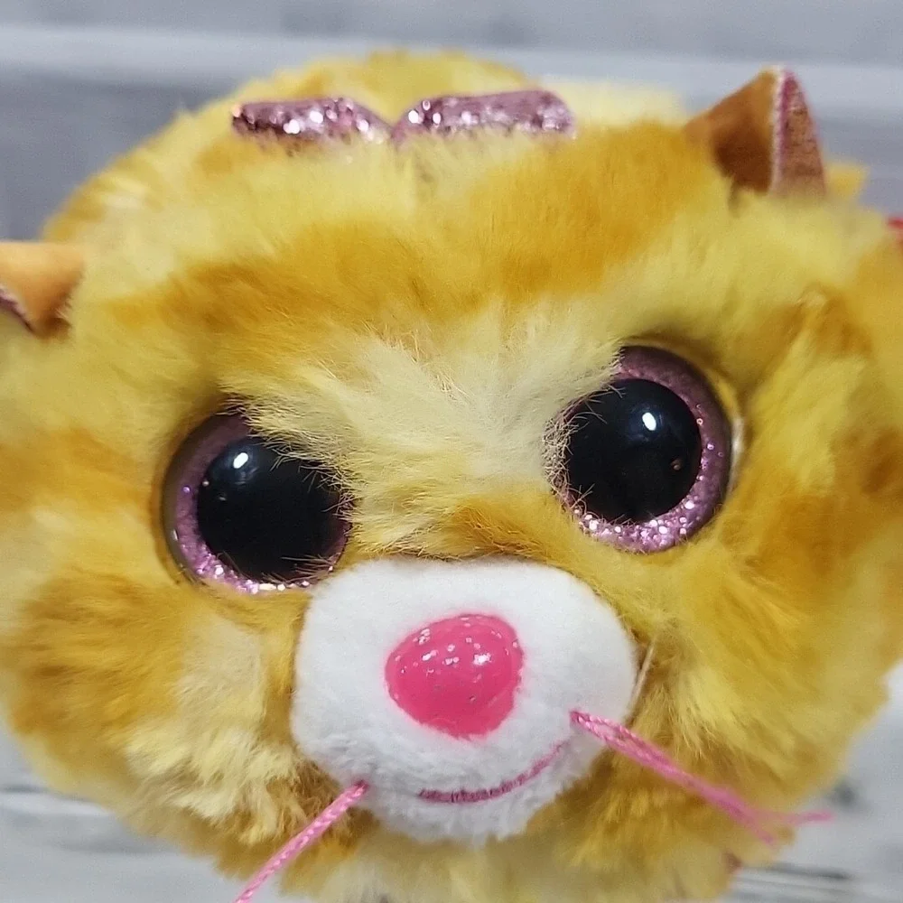 Ty Puffies Collection Tabitha‎ Plush Mini Round Tossable Beanie Baby Tiger Cat